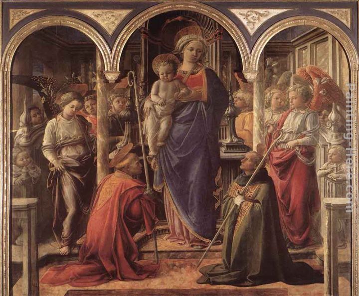 Madonna and Child with St Fredianus and St Augustine painting - Fra Filippo Lippi Madonna and Child with St Fredianus and St Augustine art painting